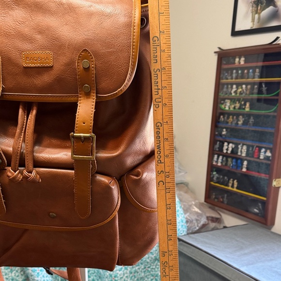 Brown Soft Leather Backpack - Picture 6 of 13